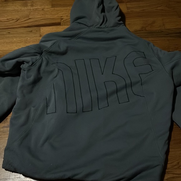 Men's VINTAGE Nike Reversible Fleece Jacket Size large gray and black Spell-out - Picture 9 of 13